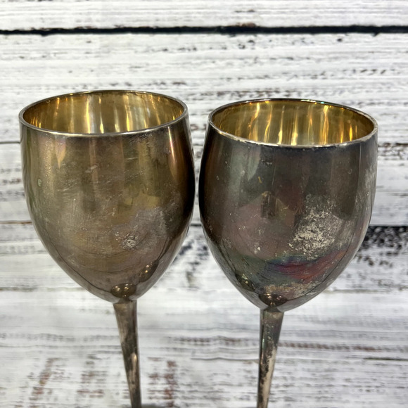 Set of 2 Landes Quality Silver Plated Goblets Vintage Wedding Dinner Christmas - Picture 2 of 8